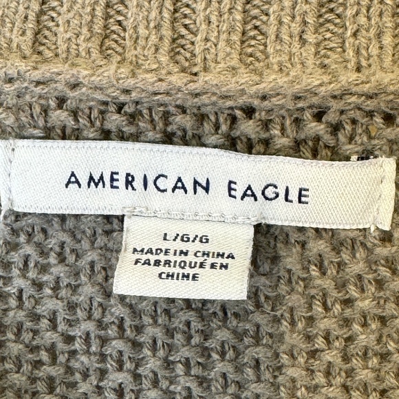 AE | Open Knit Henley Olive Green VSCO Cozy Pullover Sweater - Picture 11 of 14